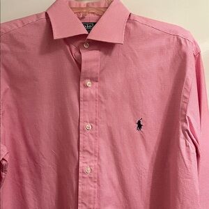 Polo by Ralph Lauren Men's Pink Checkered Dress Shirt